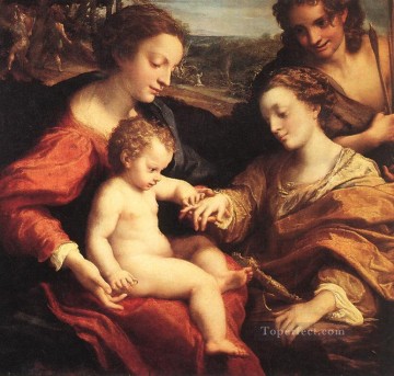 Antonio da Correggio Painting - The Mystic Marriage Of St Catherine 2 Renaissance Mannerism Antonio da Correggio